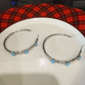 Silver & Turquoise Hoop Earrings❗️